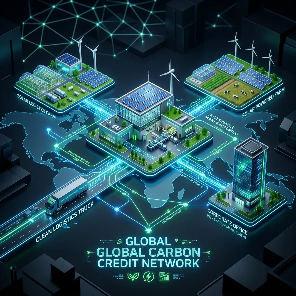 Global Carbon Credit Network connecting various industries
